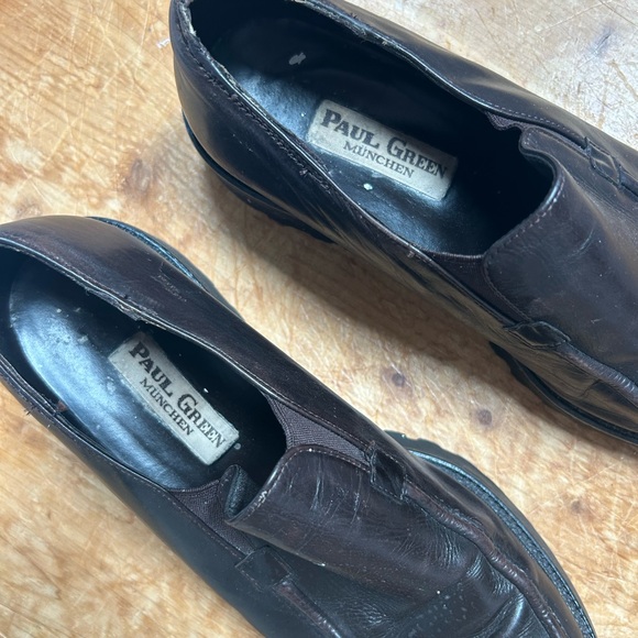 Paul Green Brown Leather Loafers Timeless Slip-Ons - Picture 2 of 4